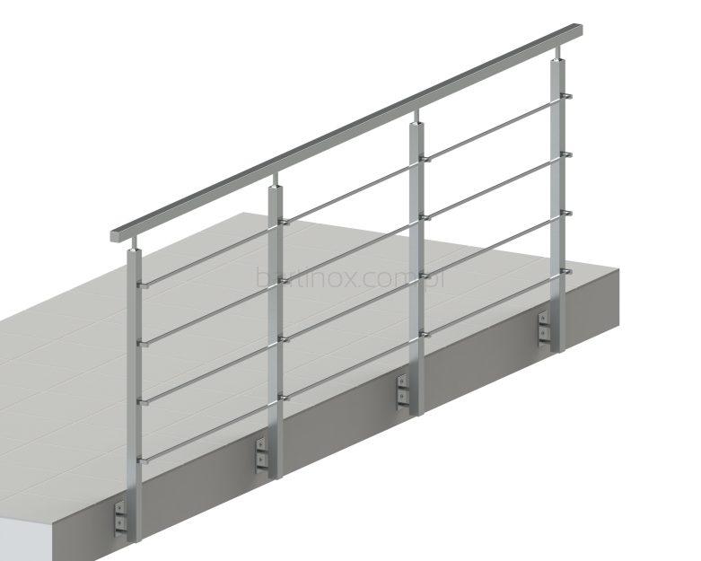 Balustrada dł.1mb, System 40X40 mm, 4 pręty poziome Ø12 lub 10x10 mm  , Satyna wys.100 cm ,mocowanie do boku 