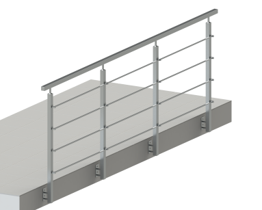 Balustrada dł.1mb, System 40X40 mm, 4 pręty poziome Ø12 lub 10x10 mm  , Satyna wys.100 cm ,mocowanie do boku 