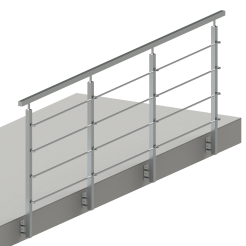 Balustrada dł.1mb, System 40X40 mm, 4 pręty poziome Ø12 lub 10x10 mm  , Satyna wys.100 cm ,mocowanie do boku 