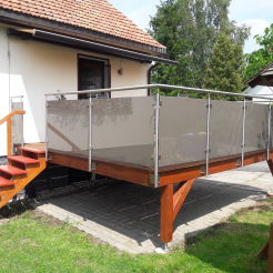 Balustrada nierdzewna aisi 304 z szybą brązową nieprzezierną .satyna,mocowanie boczne  