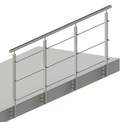Balustrada dł.1mb, System 40X40 mm, 3 pręty poziome Ø12 lub 10x10 mm  , Satyna wys.100 cm ,mocowanie do boku