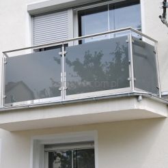 Balustrada kwasoodporna aisi 316 z szybą grafitowa nieprzezierną   satyna,mocowanie na wierzch 