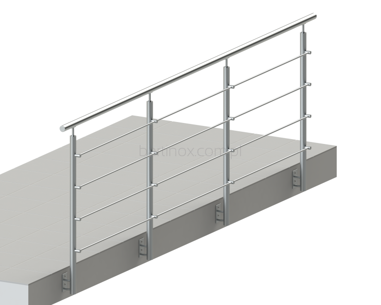 Balustrada kwasoodporna aisi 316  --4 rurki  poziome .mocowanie boczne .satyna  .