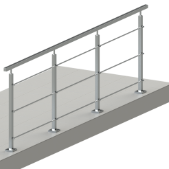 Balustrada dł.1mb, System 40X40 mm, 3 pręty poziome Ø12 lub 10x10 mm  , Satyna wys.100 cm ,mocowanie na wierzch 