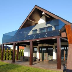 Balustrada całoszklana szkło 8,8,4 VSG ESG mm mocowanie punktowe w rotulach  