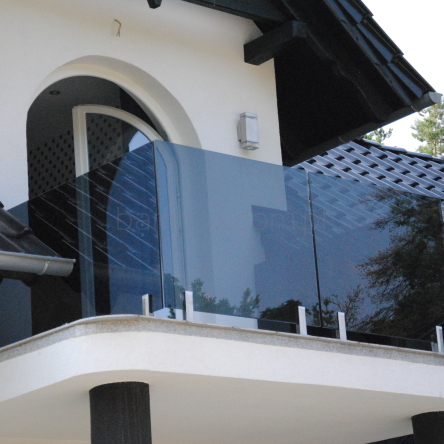 Balustrada całoszklana szkło 6,6,4 mm VSG ESG grafitowe mocowanie w uchwytach inox 