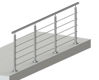 Balustrada dł.1mb, System 40X40 mm, 5 pręty poziome Ø12 lub 10x10 mm  , Satyna wys.100 cm ,mocowanie na wierzch  
